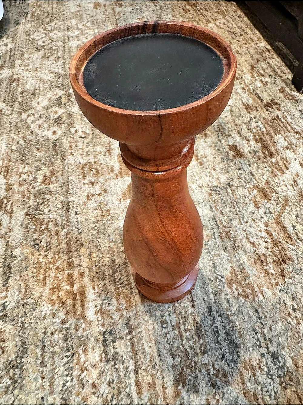 Wooden Pedestal Decor in Brown